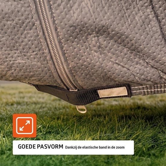 Campout Camperhoes - 700 x 235 x 270 cm - Caravan beschermhoezen - Camperhoezen - Waterdicht en UV-bestendig - 4-laags SFS-stof, 160g/m² - YKK ritsen - Met 6 bevestigingsriemen en Elastische band - Reflecterende Strepen - Inclusief opbergtas - Grijs van Campout — afbeelding 5