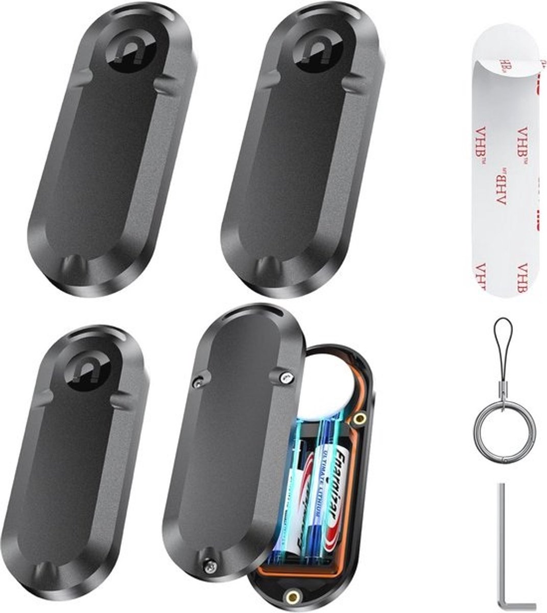 10-jarige verlengde batterijcase voor Air-tag - Waterdicht en 14x meer capaciteit dan CR2032 - 4-pack