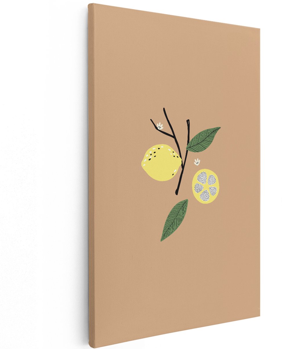 Artaza Canvas Schilderij Citroen - 120x180 cm - Groot - Wanddecoratie Keuken - Muurdecoratie Boho - Decoratie Fruit - Schilderijen Op Canvas