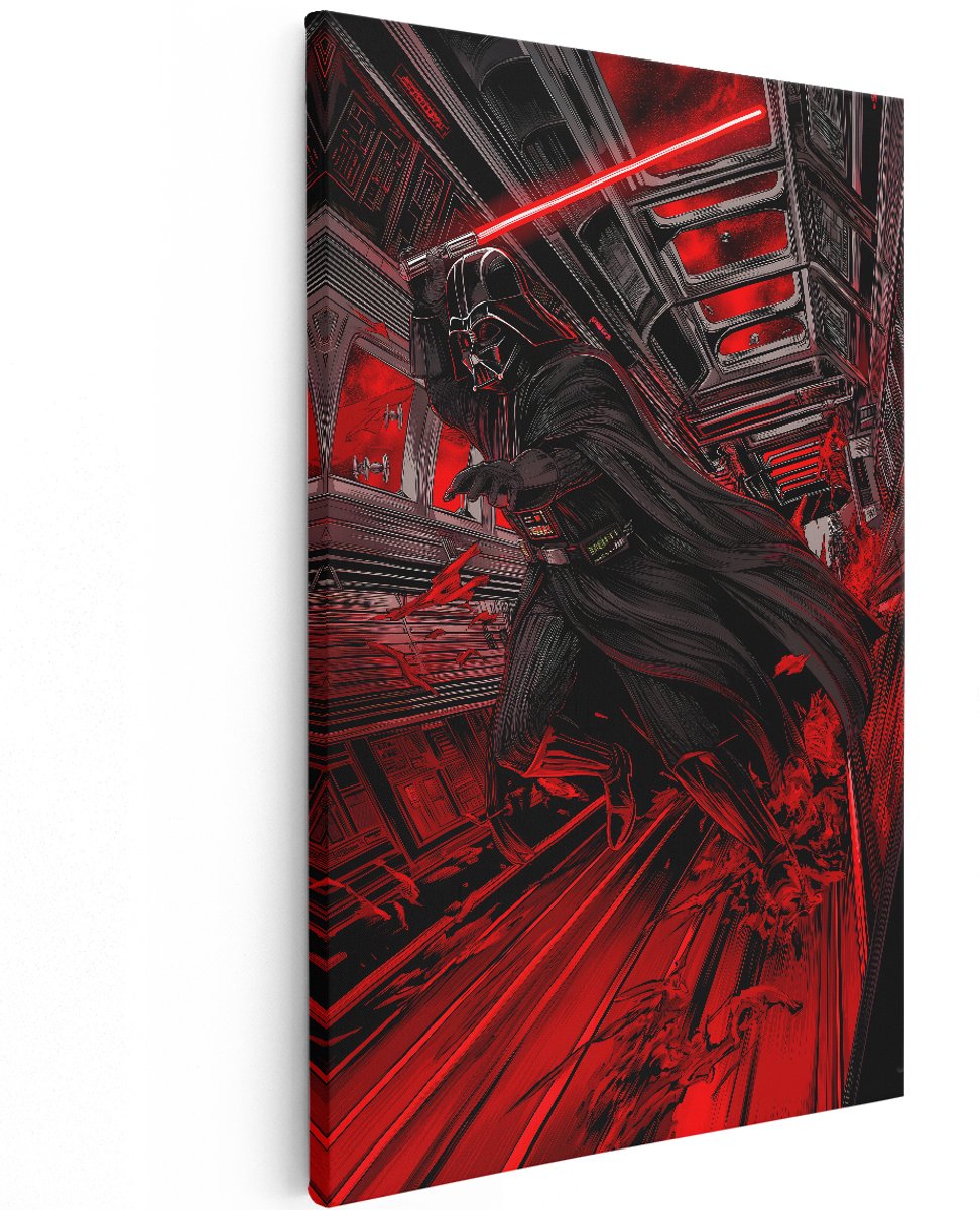 Artaza Canvas Schilderij Darth Vader - 120x180 cm - Groot - Wanddecoratie Star Wars - Muurdecoratie Lichtzwaard - Schilderijen Op Canvas Film