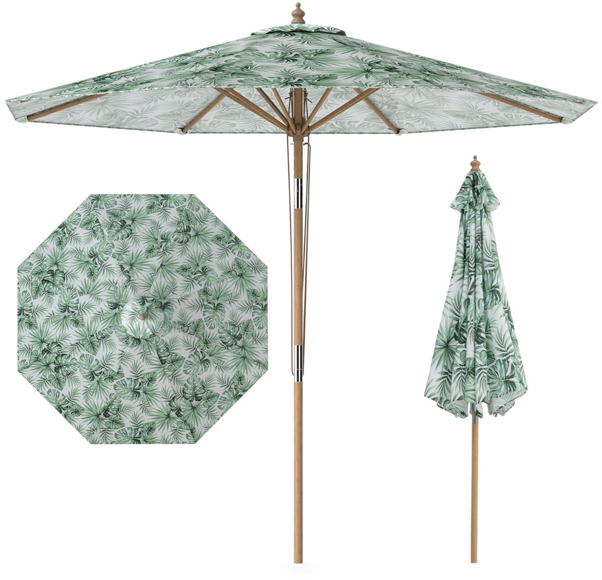 SureDeal® - Parasol - Kantelbare Kap - Geventileerde Tuinparasol - Baleinen - Beschermhoes Strandparasol Marktparasol - 270x270x254 cm - Groen