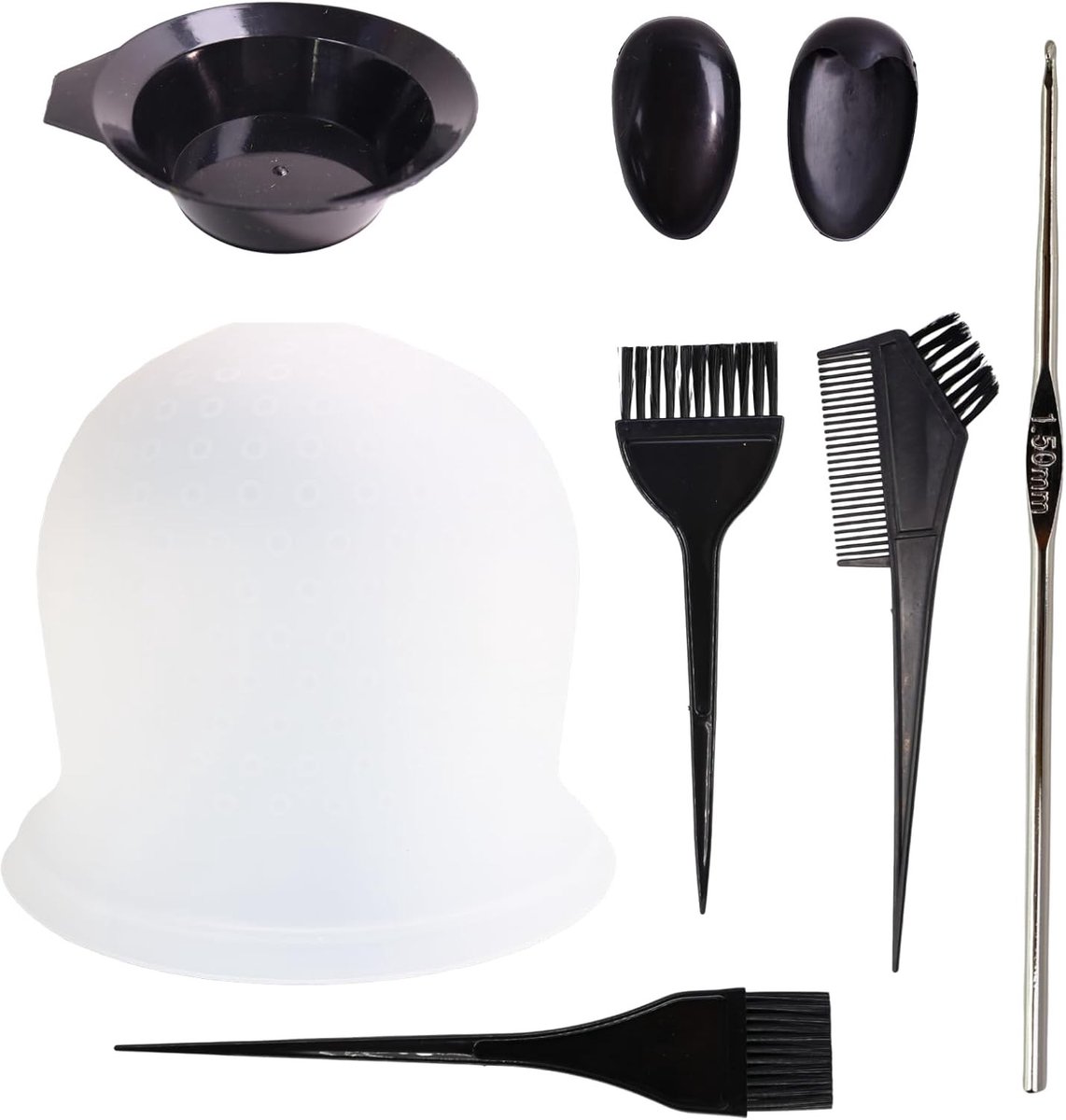 Herbruikbare Siliconen Haarverf Hoed met Haak en Verfkwast, Ideaal voor Blonderen en Haar DIY Strengen, Haarverf Accessoires en Kapseltools