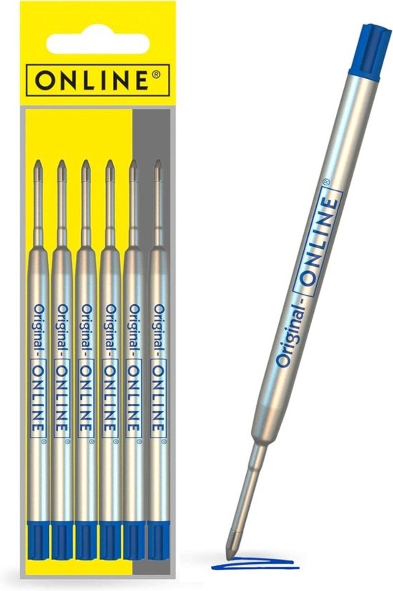 6x G2 Balpen Navullingen Universeel Blauw M Vulling Onuitwisbaar