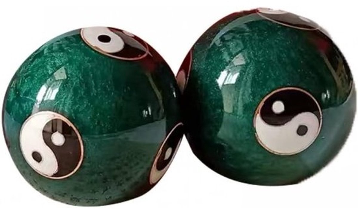Chinese Hand Ballen - Meditatie Ballen - Stress Verlichting - Yin Yang Design - 47 cm Diameter - Groen