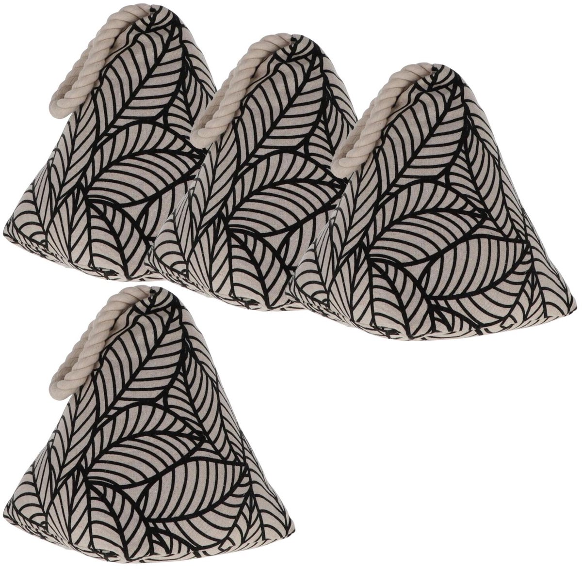 Luance Deurstopper - 4x - 1 kg - beige - stof - zwarte jungle print - 15 cm - deurstop