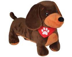 Krugerpluche Teckel hond knuffel - bruin - 35 cm - dieren knuffels - huisdieren honden -knuffelbeesten