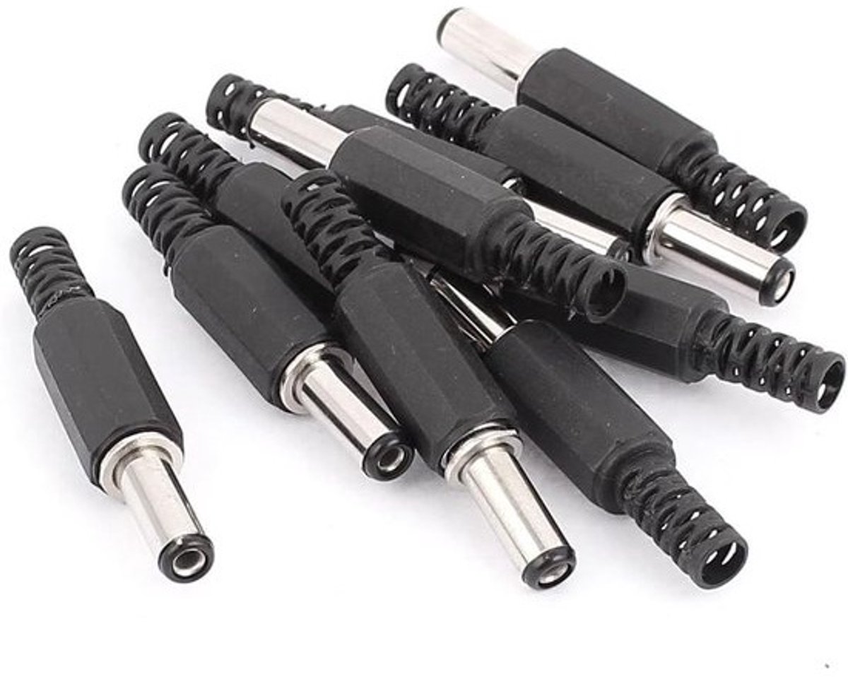 DC Power Jack Connector - Soldeer Connector - Elektronica Reparatie - 5.5x2.1mm Male - 10 Stuks - Zilverkleurig
