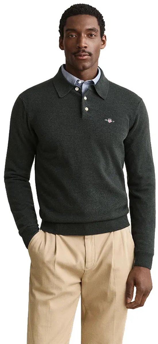Gant 8060109 Lange Mouw Poloshirt Groen S Man