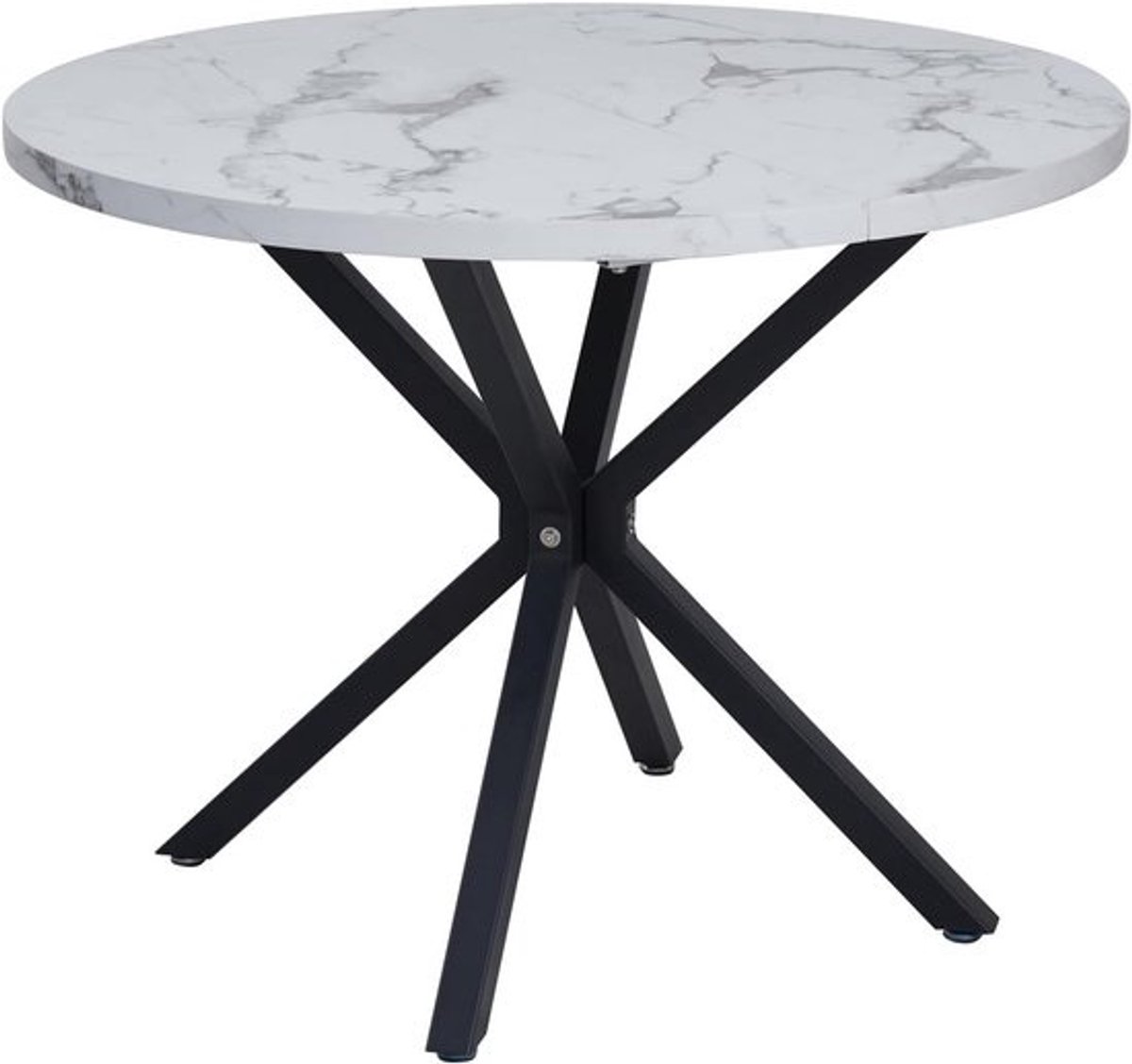 Moderne Ronde Eettafel in Marmerlook met Metalen Poten - Perfect voor Eetkamer, Keuken en Woonkamer