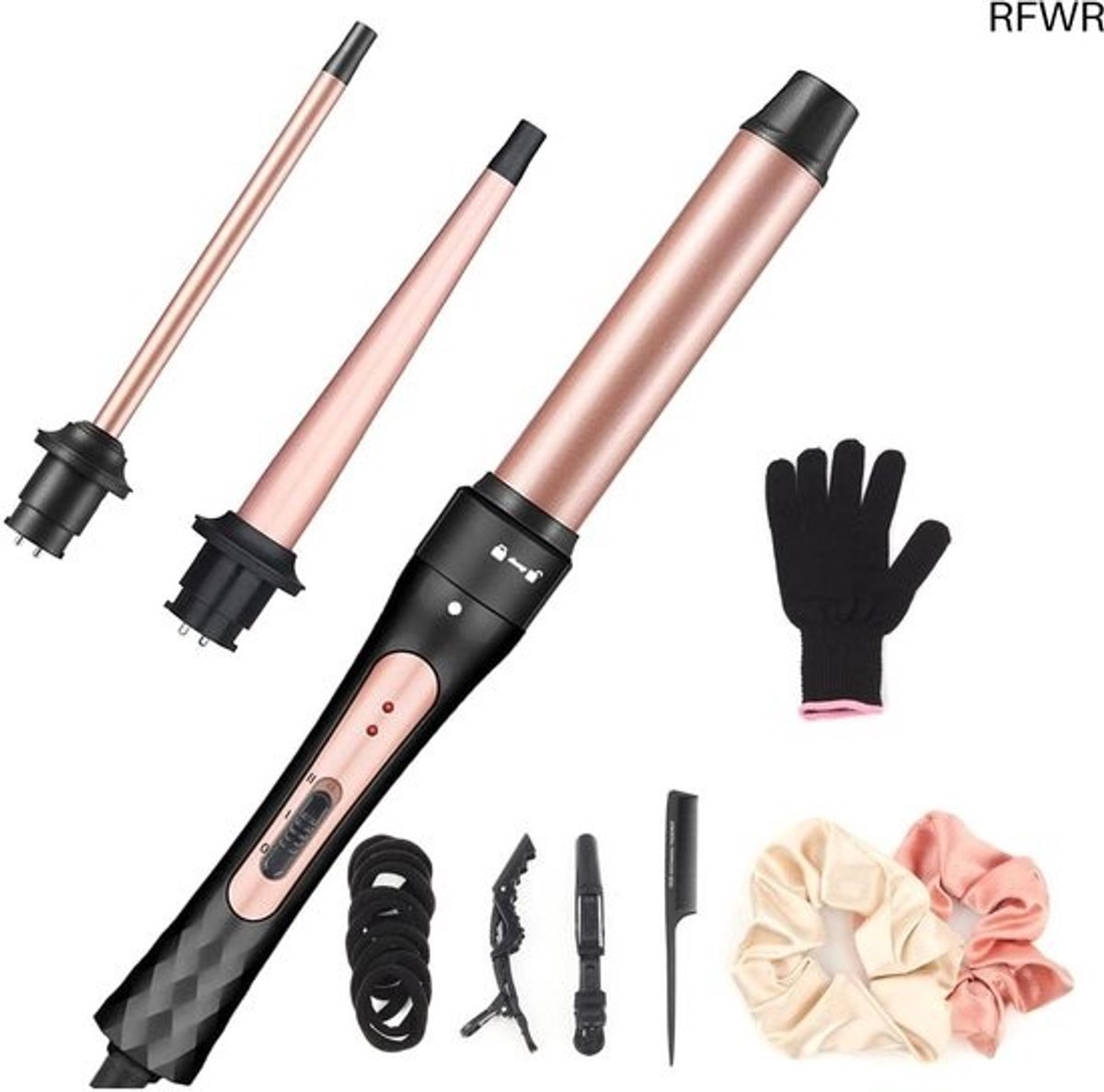RFWR® 3 in 1 Krultang Set met Accessoires voor Grote en Kleine Krullen
