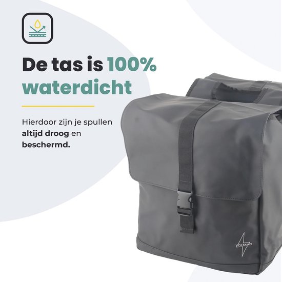 Voltano Dubbele Fietstas Urban - Zwart - 30 Liter - 100% Waterdicht - Afsluitbaar - Tarpaulin van Voltano — afbeelding 5