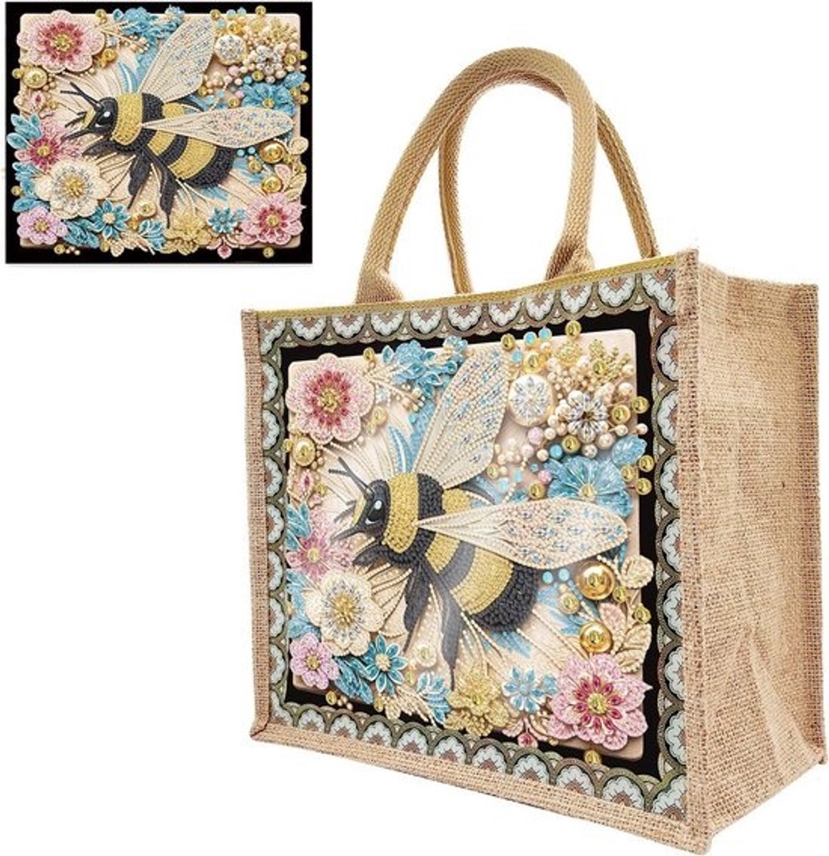 DIY 5D Diamant Schilderij Tas - Knutselpakket voor Handtas met Strass Steentjes - Cadeau voor Dames en Meisjes