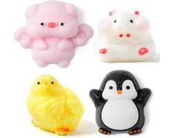JOYIN 4 stuks dieren-squishy-Squishies-speelgoed, ultrazacht, kleurrijk fufu-squishy-speelgoed, Chick-Taba-squishies knijpspeelgoed voor volwassenen en kinderen