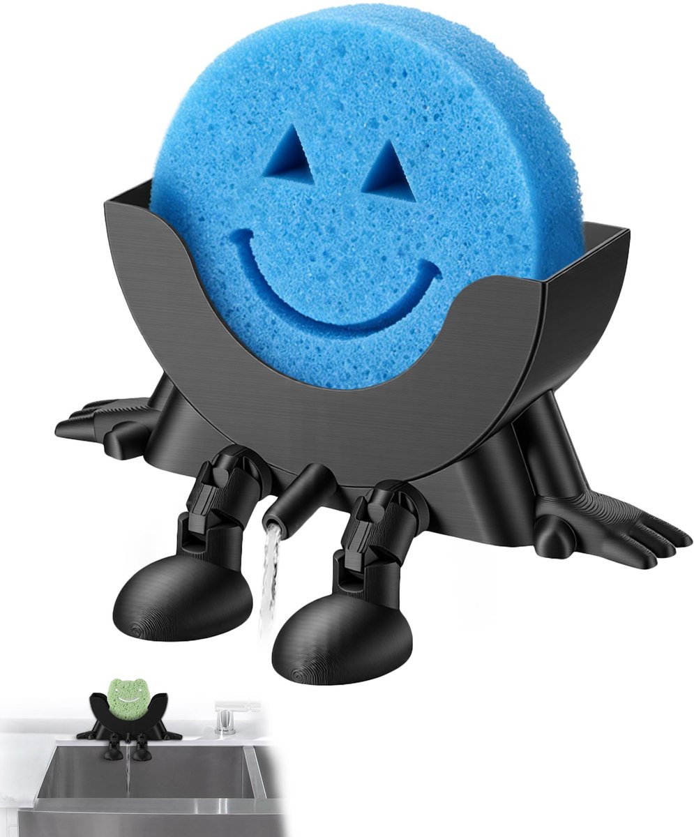 Sponshouder - 3D-geprint Grappig Design met Afwatering - Voor de Keuken Spoelbak