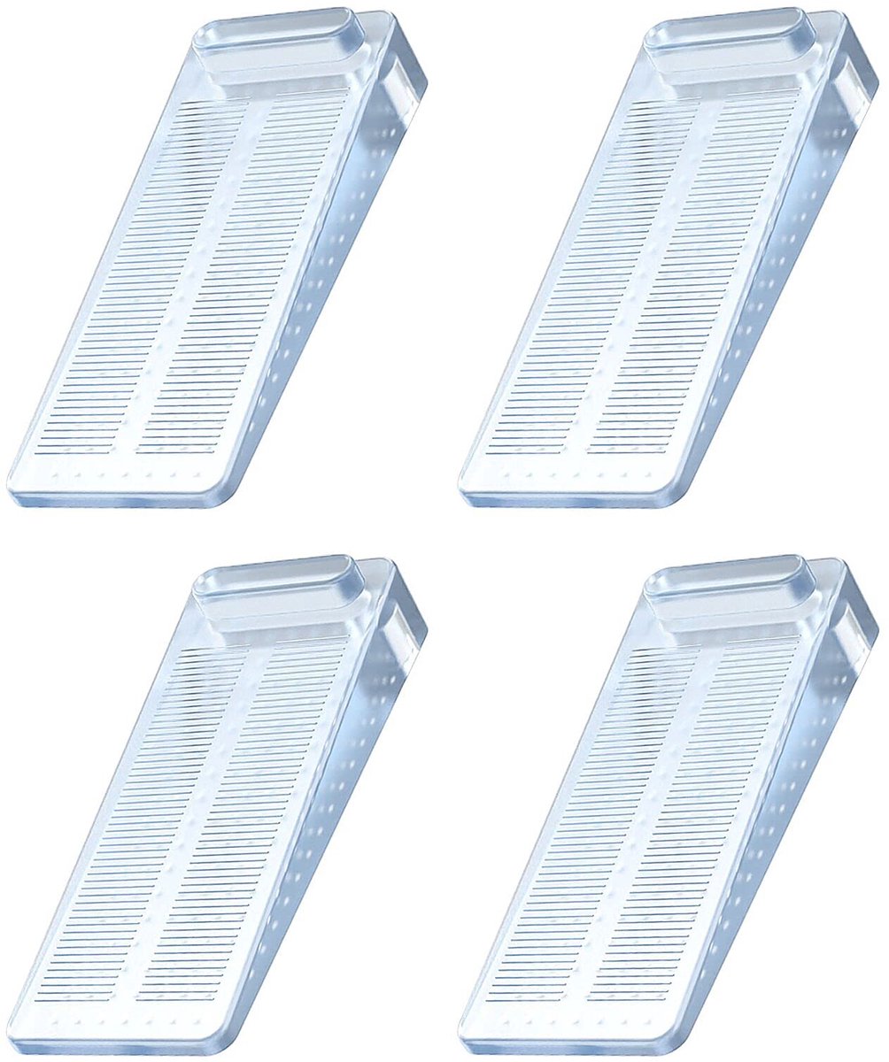 Deurwig - Rubberen Antislip In Hoogte Verstelbaar, Niet-giftig en Geurloos - Voor Deur en Raam - Transparant, 4 stuks