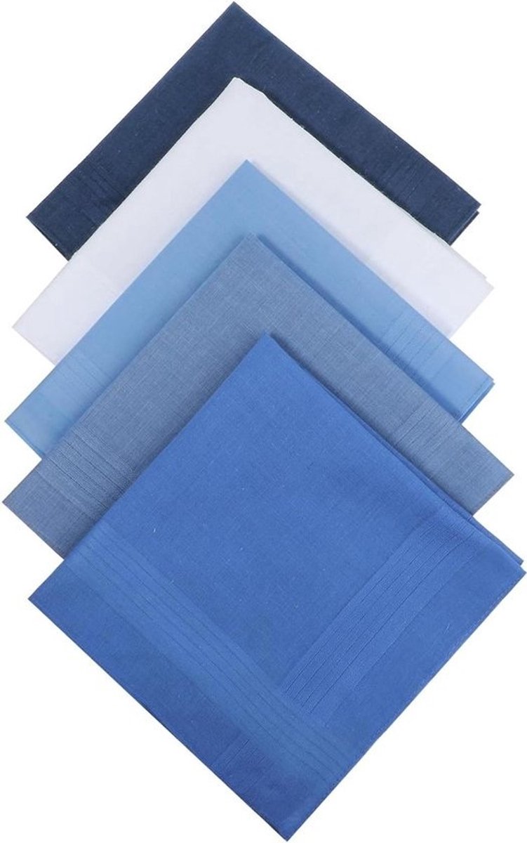 Stoffen Zakdoeken Heren 5 stuks - Zacht en Herbruikbaar - Blauw - 40 x 40 cm