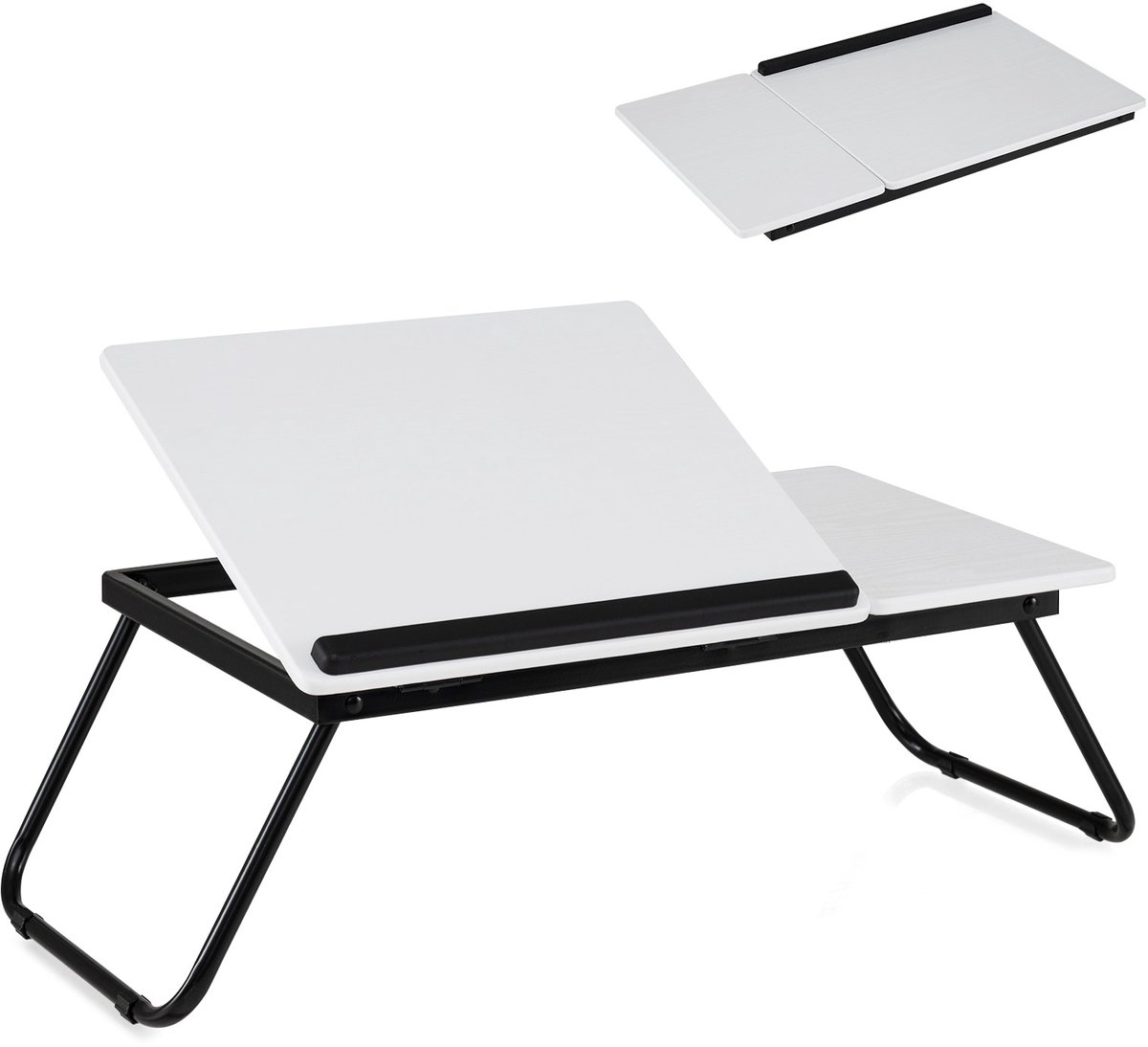 SureDeal® - Bureau - Draagbare Laptoptafel Multifunctionele - Kantelbaar Werkblad Wit - 62x33x23 cm - Wit