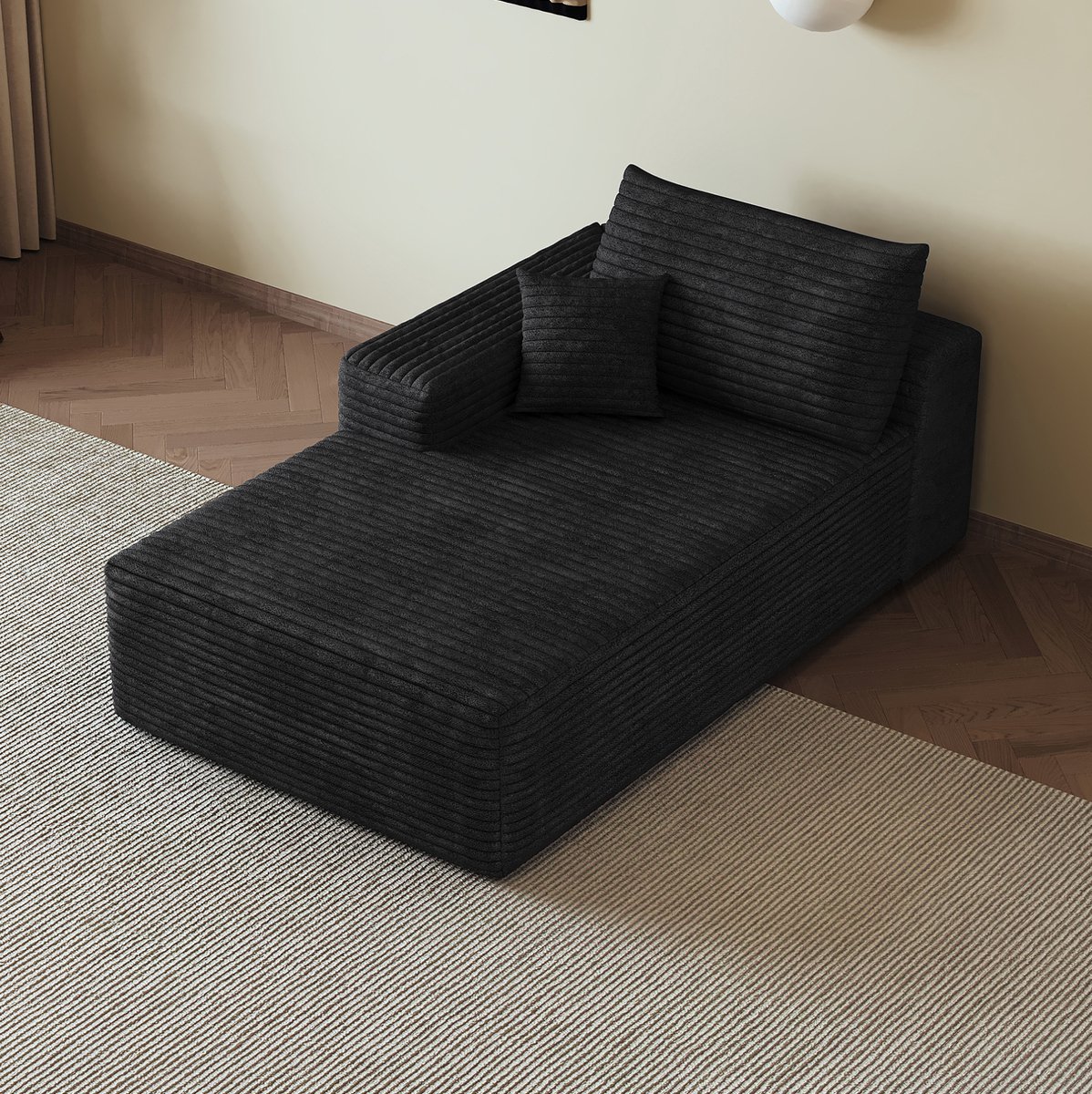 MODENUIT Slaapbank 175 x 95 x 83 cm - 1-Zits - Met Slaapfunctie - Voor Woonkamer En Slaapkamer - Stof - Zwart
