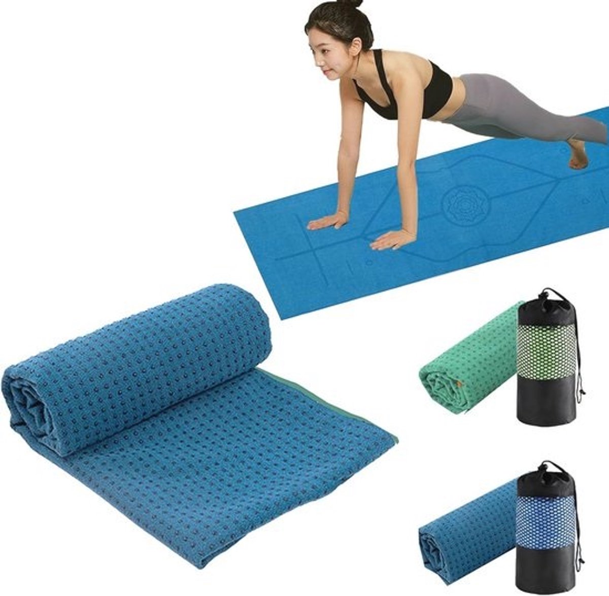 Antislip Yoga Handdoek voor Hot Yoga en Reizen - Zweetabsorberend Microfiber Fitnesshanddoek