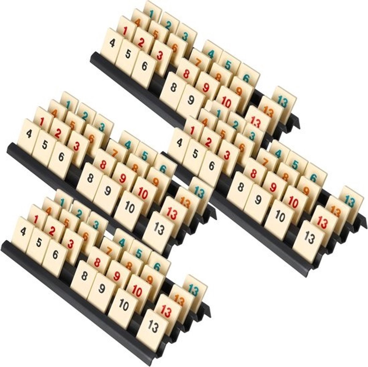 4x Handige Rekjes voor Rummikub Tegels Kunststof Set
