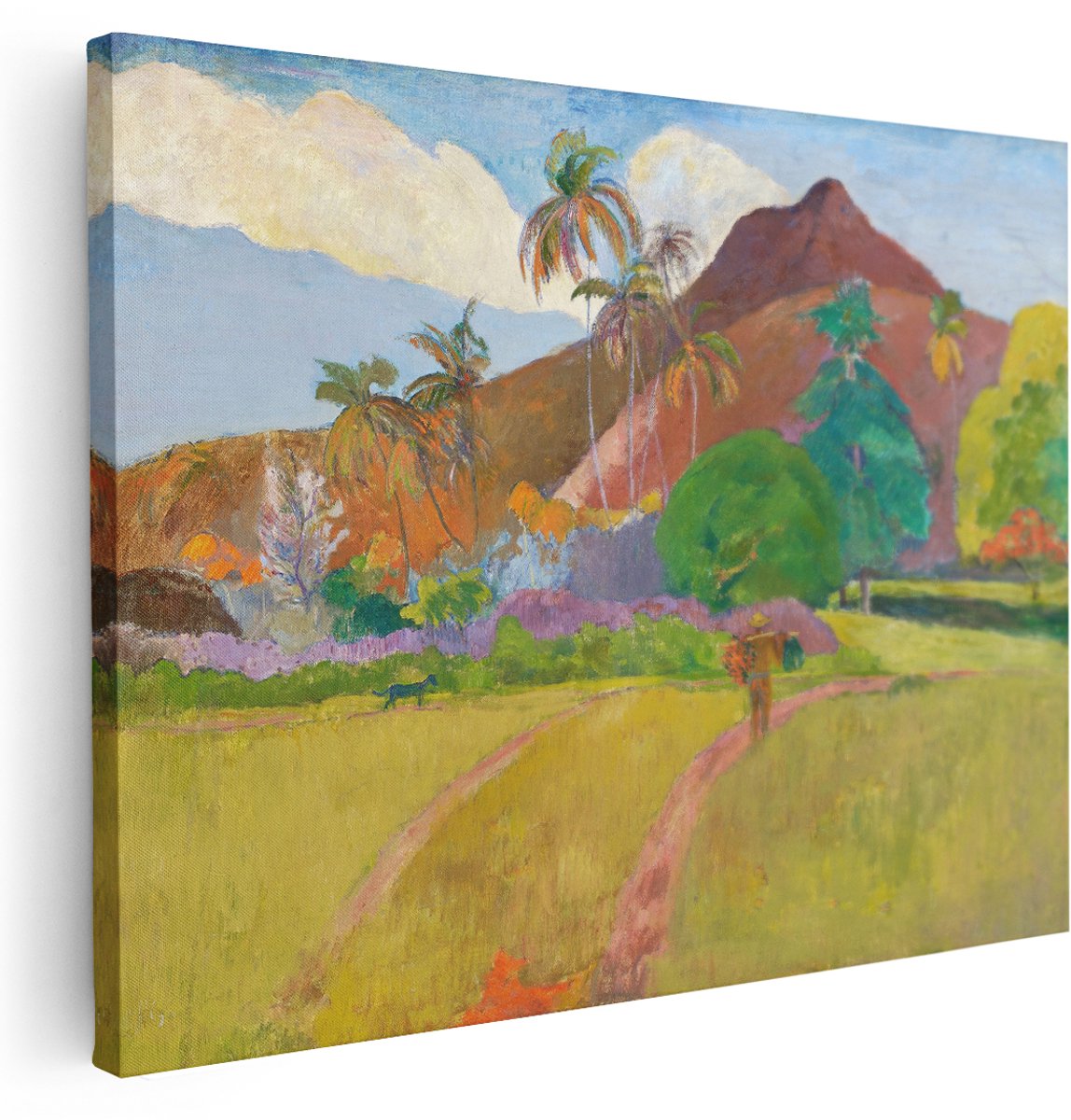 Artaza Canvas Schilderij Landschap Gauguin - 160x120 cm - Groot - Wanddecoratie Palmbomen - Muurdecoratie Natuur - Schilderijen Op Canvas