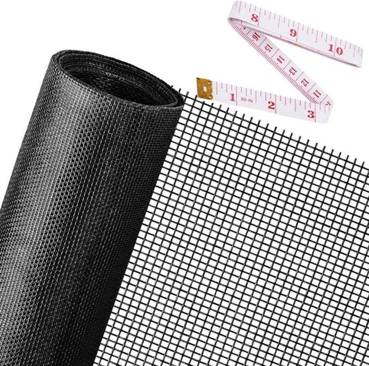 Reparatieset Horren - Vervangend Gaas - Raam en Deur - Duurzaam Glasvezel - 122 x 300 cm - Zwart