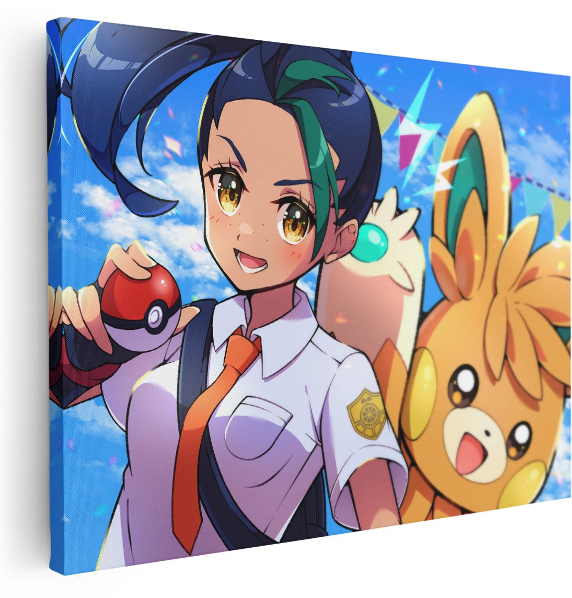 Artaza Canvas Schilderij Pokemon - 160x120 cm - Groot - Anime Wanddecoratie Meisjeskamer - Muurdecoratie Kinderkamer - Kamer Accessoires Trainer