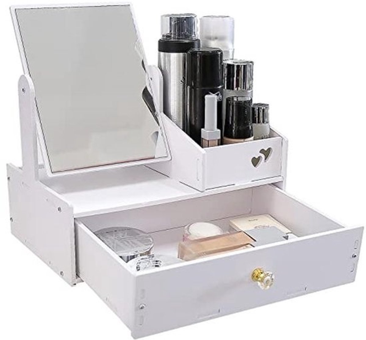 Cosmetica Organizer met Spiegel voor Make-up en Meer - Gestructureerd en Duurzaam
