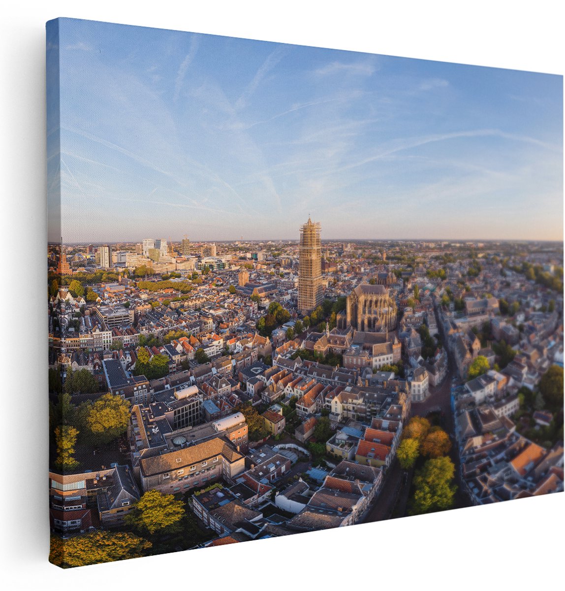 Artaza Canvas Schilderij Utrecht Vanuit De Lucht - 160x120 cm - Groot - Wanddecoratie Woonkamer - Schilderijen - Muurdecoratie
