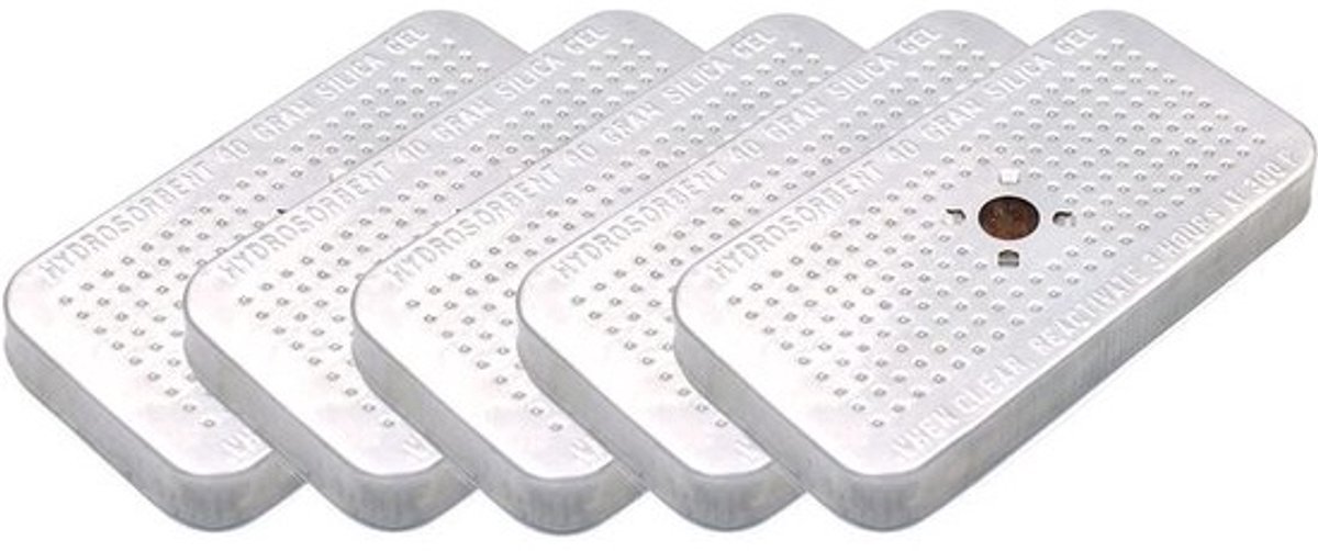 Veilig Oplaadbare Silica Gel Ontvochtiger - 5 Pack van 40 Gram