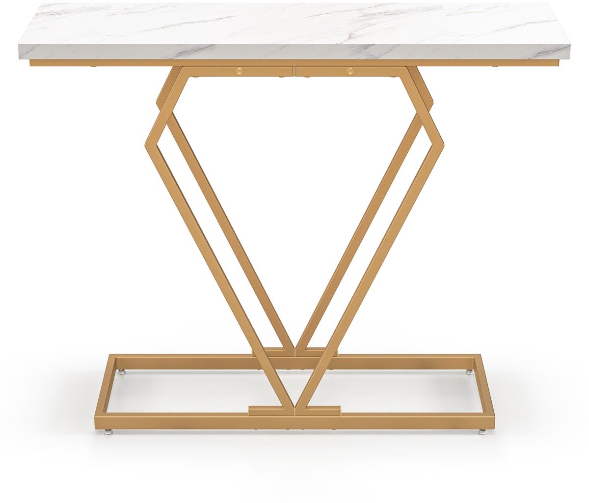 SureDeal® - Consoletafel - Goud Slanke Imitatiemarmeren - Geometrisch Diamantvormig Moderne - Kantelbeveiliging - 100x29,5x80 cm - Wit