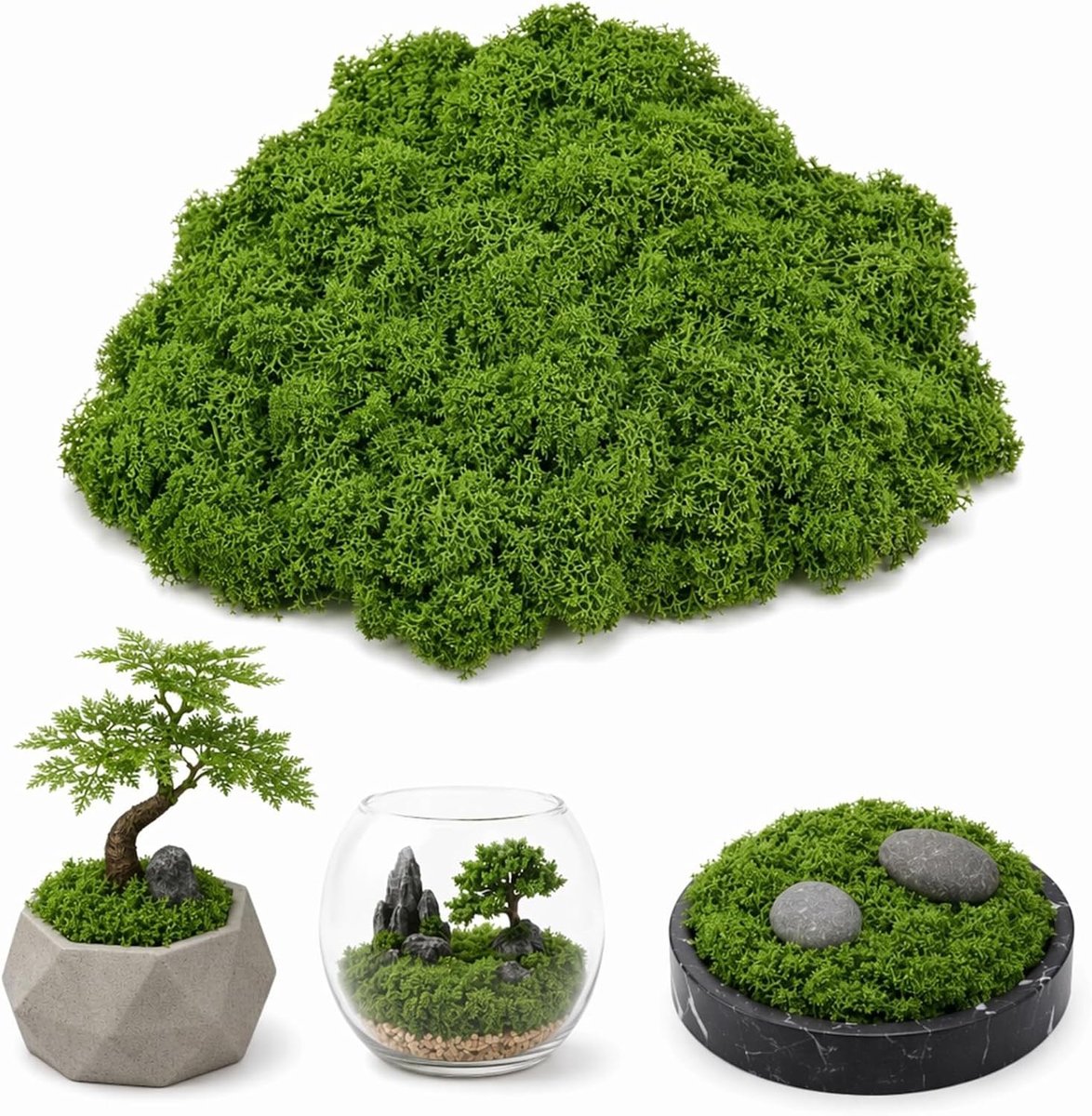 Donkergroen Kunstmos 200g voor Wandsieraden, Aquaria, Bloempotten en Decoratieaccessoires