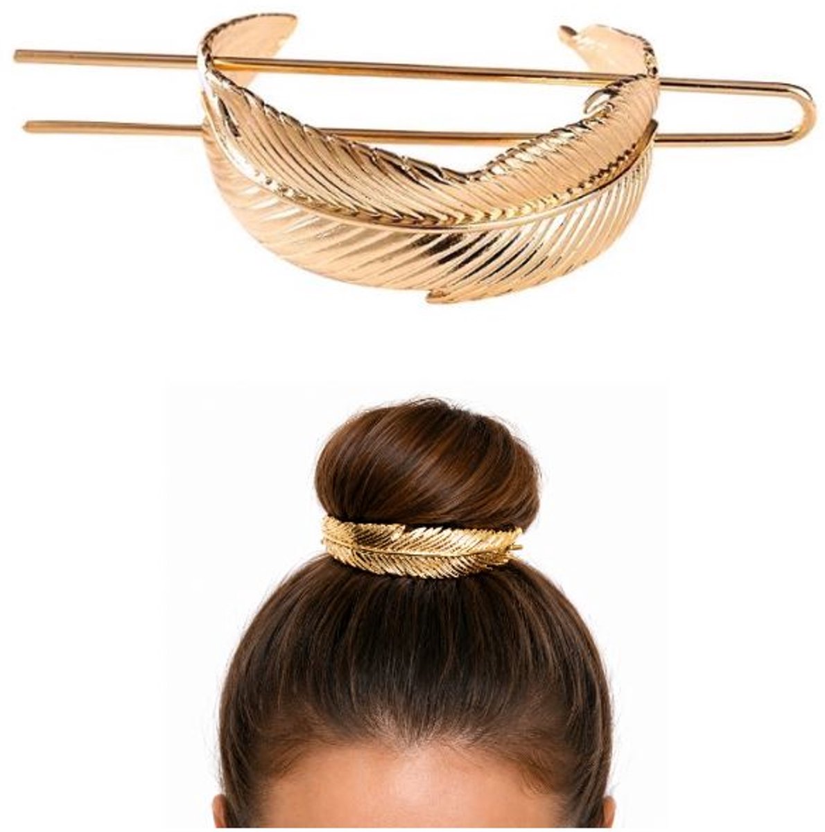 Haarclip - Haarklem - Scrunchie - goudkleurig veer - 1 stuks