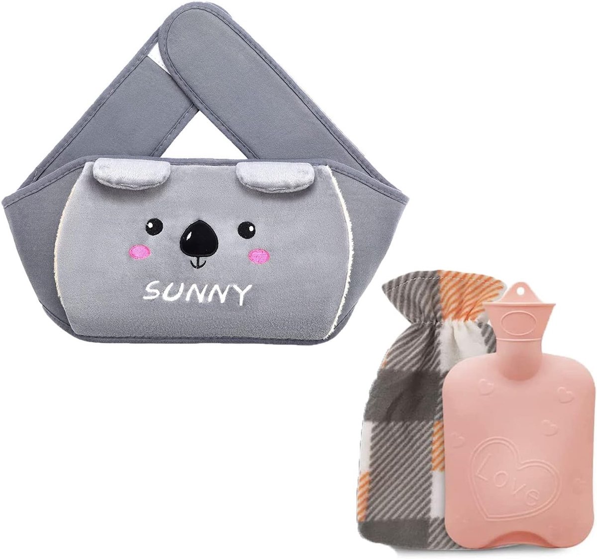Draagbare 3-in-1 warmwaterkruik met zachte bekleding voor pijnverlichting bij artritis en blessures, lekvrij ontwerp (1000 ml)