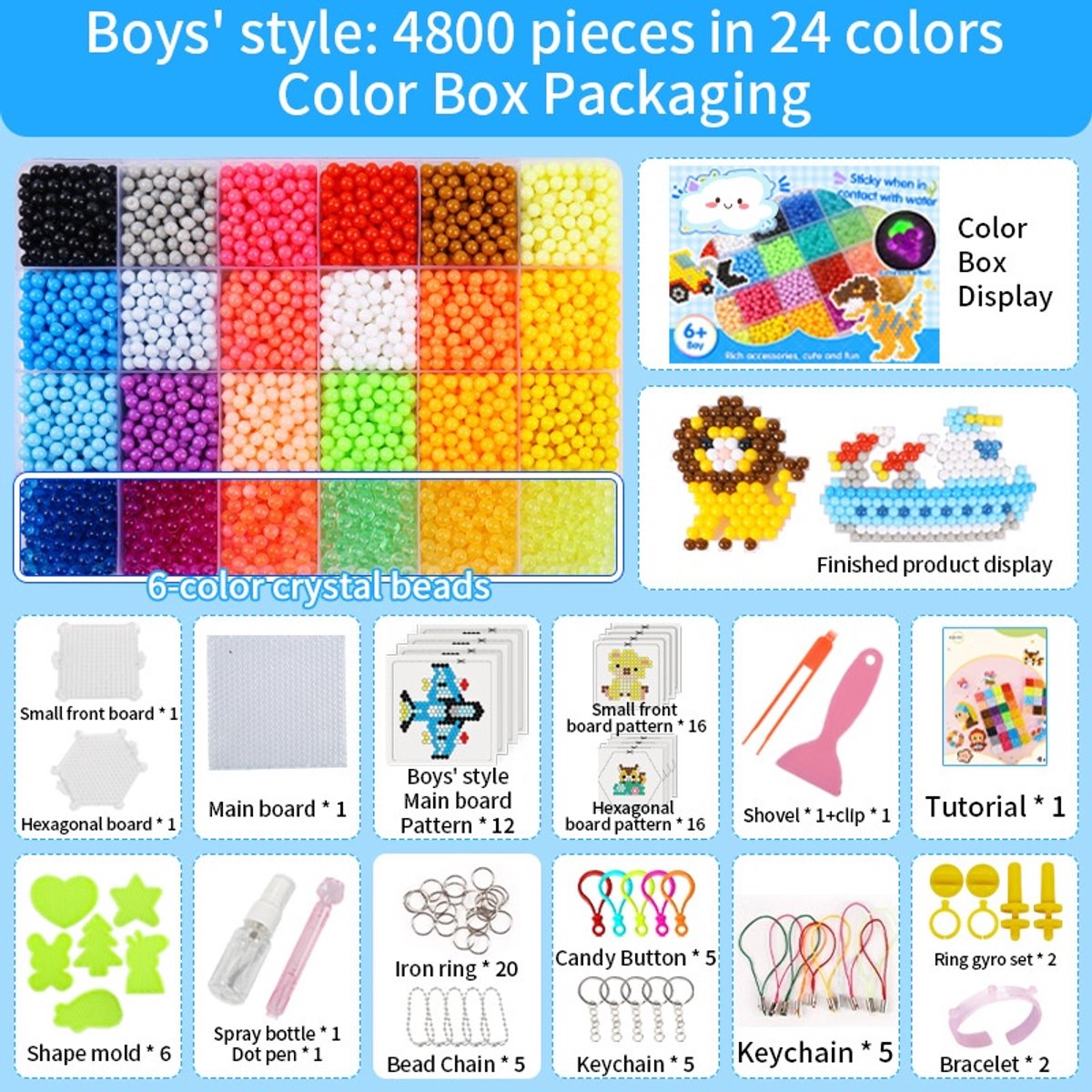 Namajunas - Magische waterparels set - 24 kleuren - 4800 kralen - Milieuvriendelijk en veilig voor kinderen - Plakt bij contact met water - Stimuleert creativiteit - Creatieve DIY waterparels - Waterparels knutselpakket voor kinderen