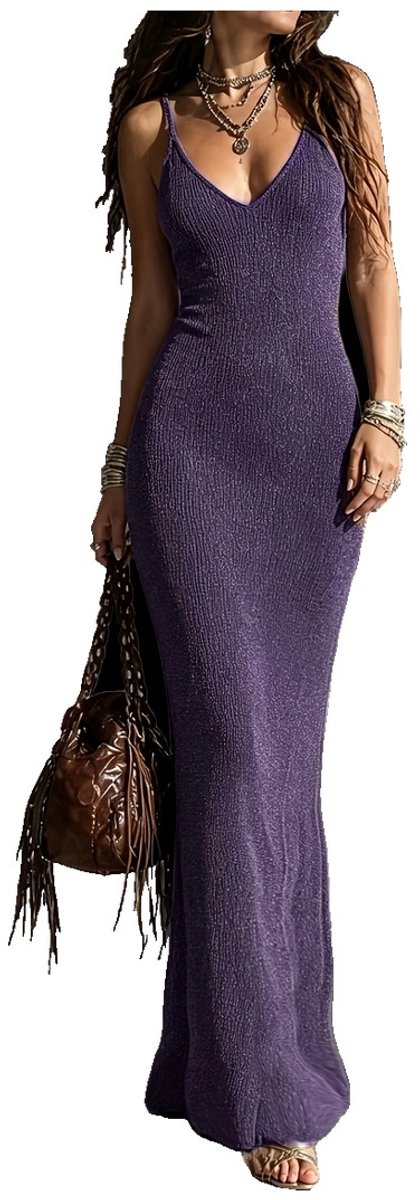 Currero Open Rug Jurk Backless Body Jurk Shirt Jurken Open Back Dress Donker Paars