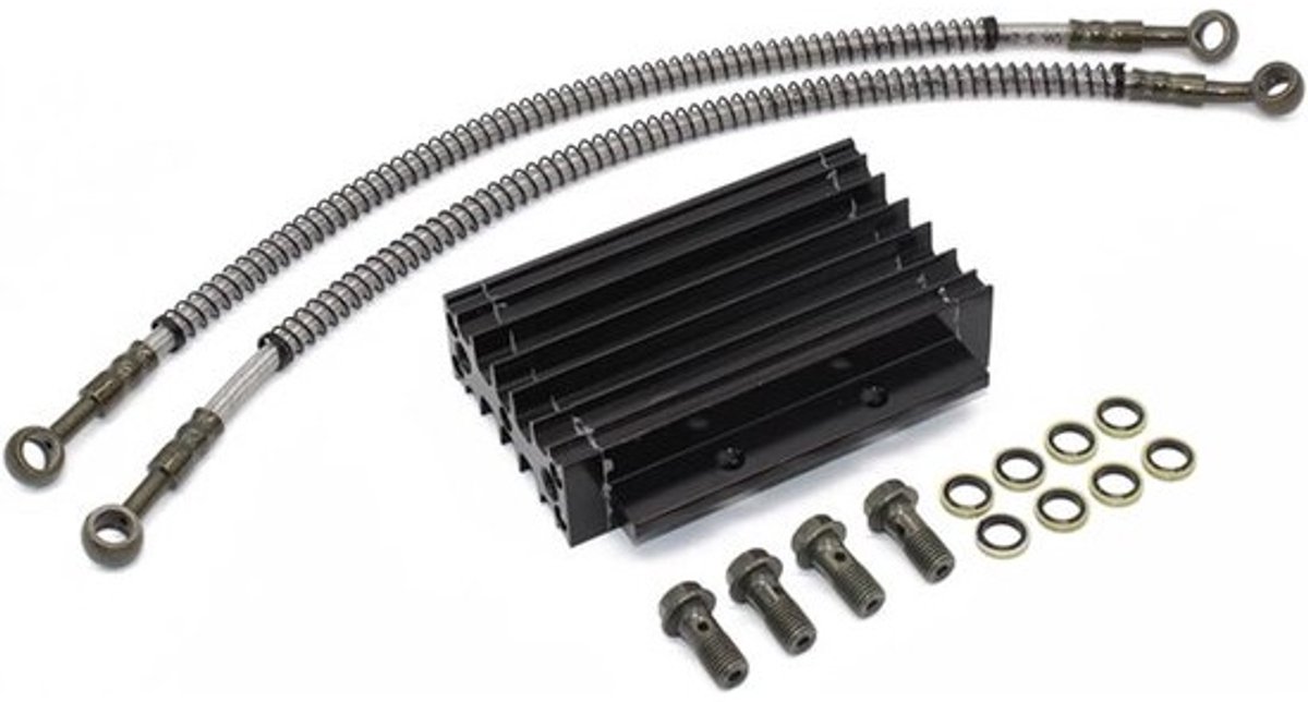 Motor Oliekoeler - Koeler Motorfiets - Olie Koelen - Aluminium Constructie - Zwart