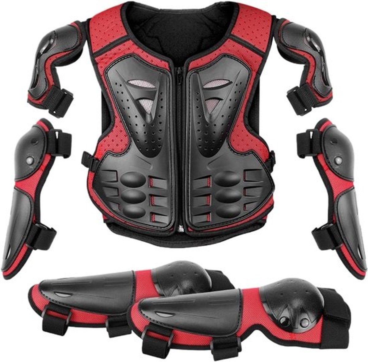 Motorcross bescherming - Fietsuitrusting - Veilig sporten - Elastische pasvorm - Middelgroot - Rood