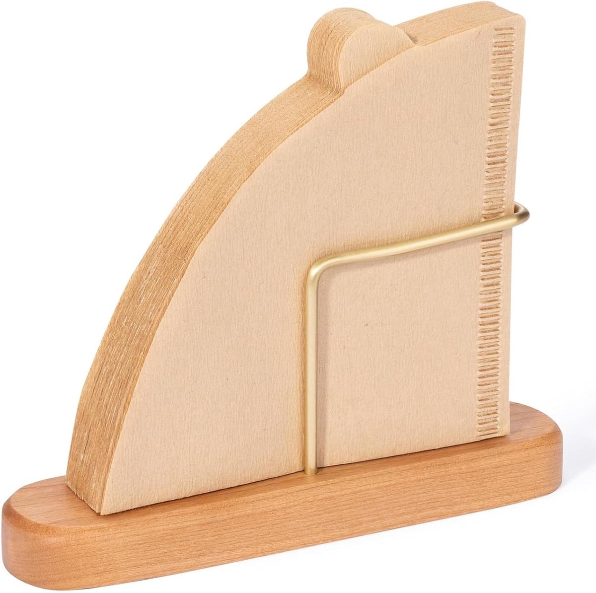 Koffiefilterhouder - Houtkleur - 14 x 3,5 x 7 cm - Kersenhout en Messing - Voor Koffiefilters