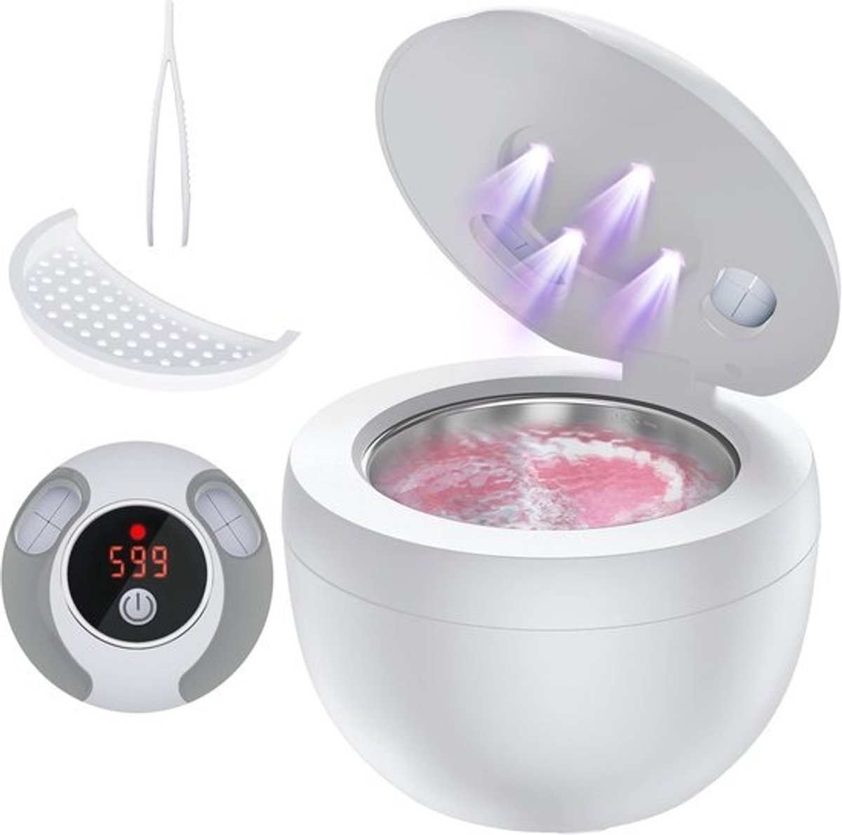 Ultrasone Reiniger - Schoonmaakapparaat - Persoonlijke Verzorging - 4 Reinigingsmodi - 200 ml Tank - Wit