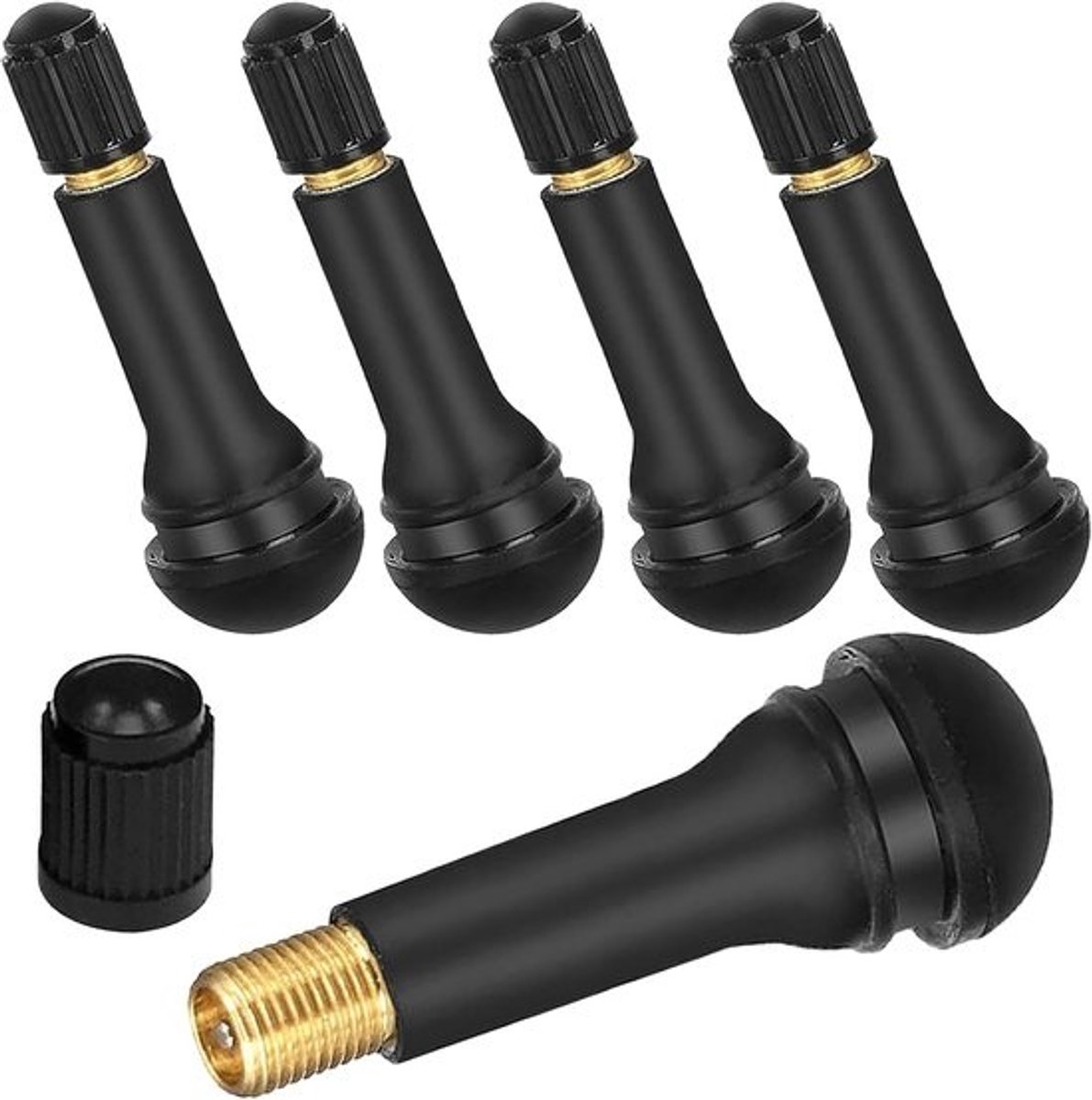 5-Pack Zwarte Rubberen Ventielen TR414 voor Fietsen en Motoren