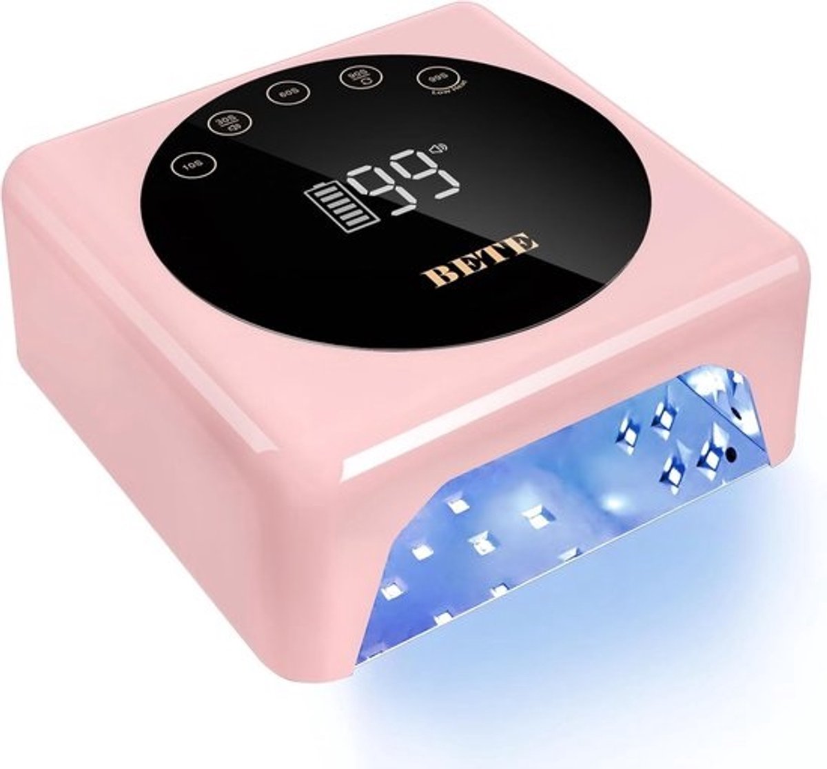 Draadloze LED-nagellamp 78W | Oplaadbare UV-nagellamp met Infraroodsensor en LCD-scherm | Draagbare Nageldroger met 5 Timerinstellingen in Roze