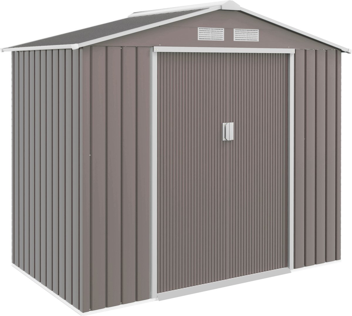 Tuinschuur 213x130x185 cm Buitenschuur van metaal voor gereedschap en opslag, grijs
