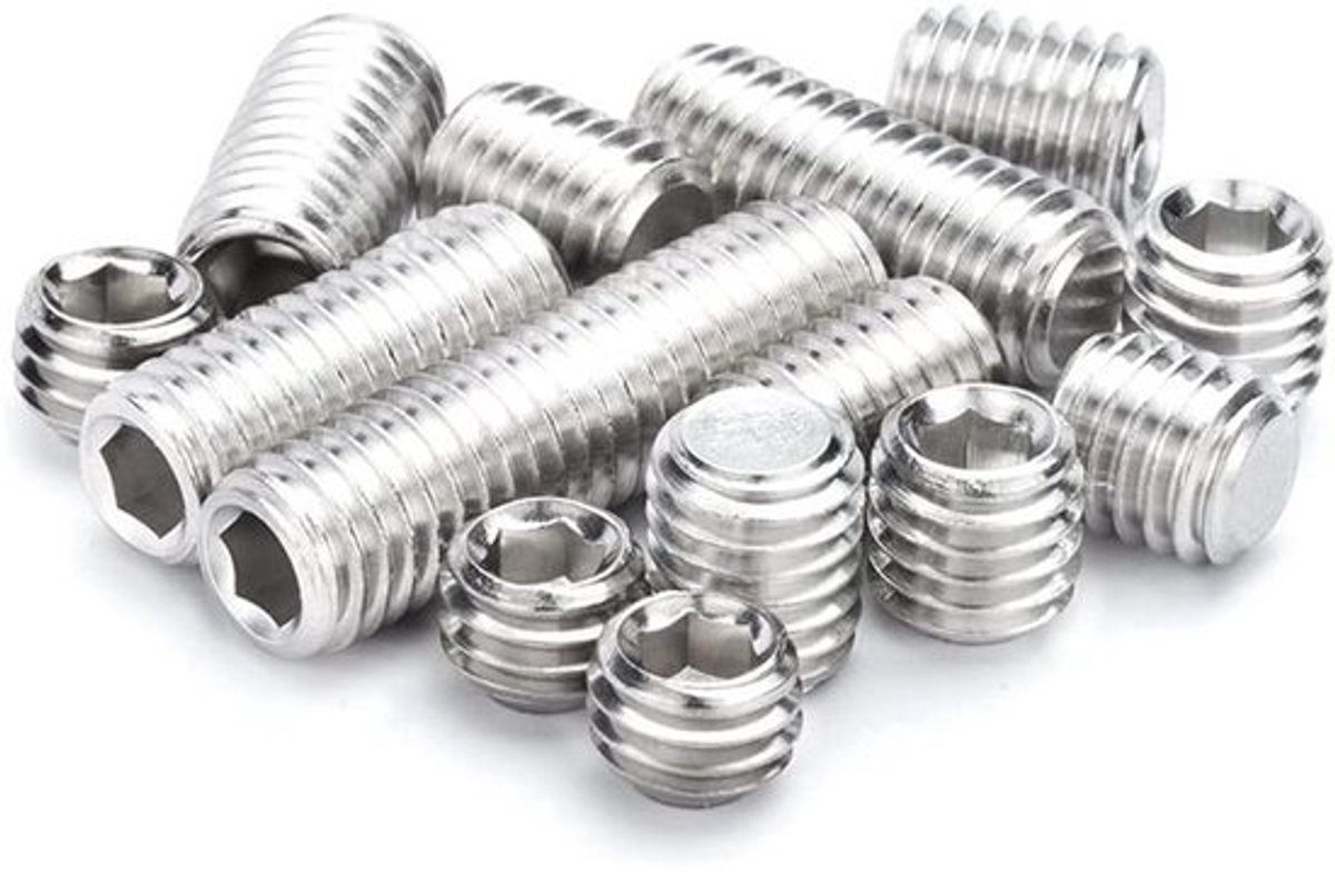 Schroeven Zonder Kop - Stelschroef Inbus - Kleine Reparaties - Roestvrij Staal - M14x45mm 3 stuks - Zilver