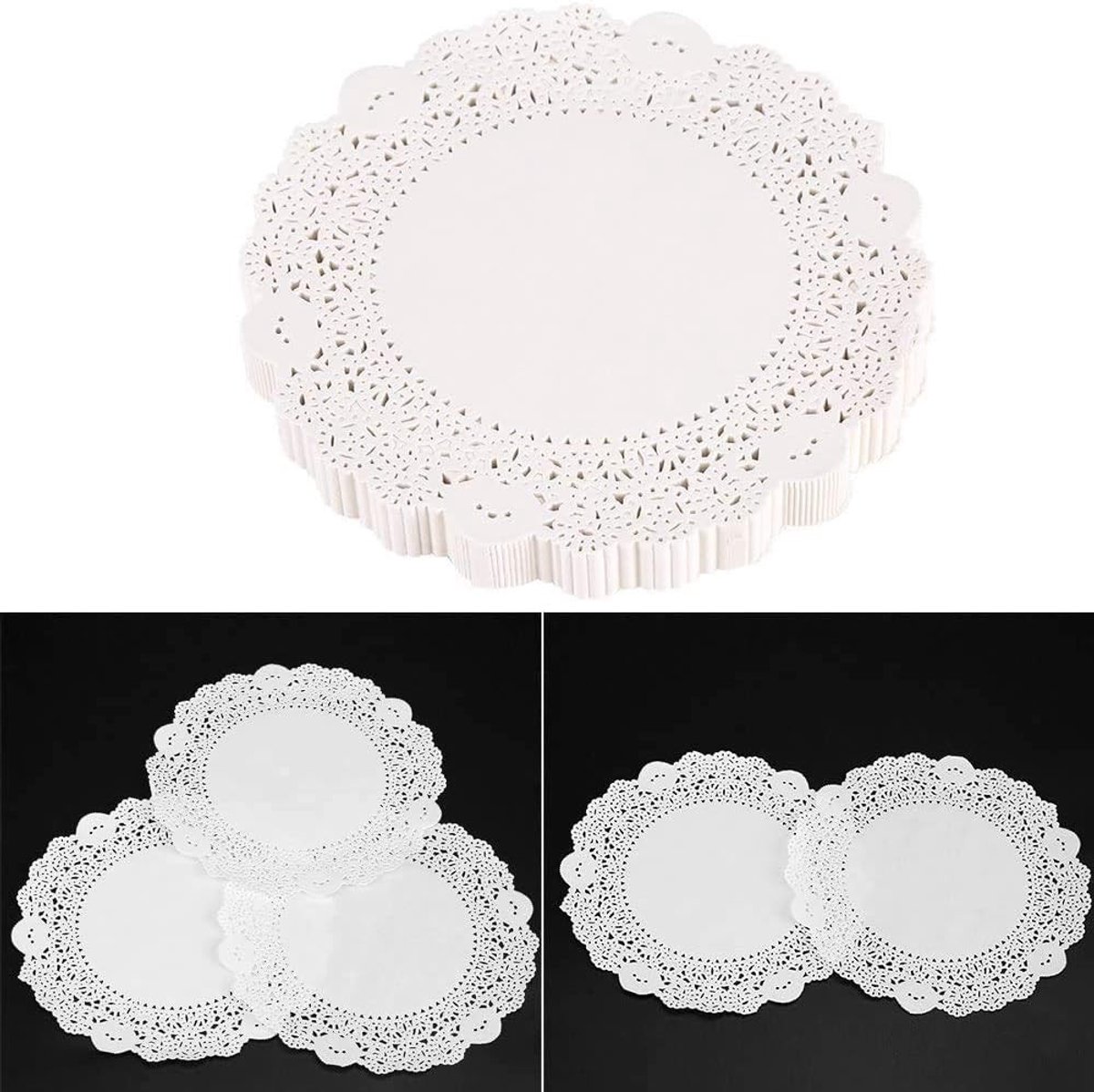 Witte Ronde Papieren Doilies, 200 Stuks Lace Doilies voor Taartverpakking en Decoratie, 3.5 Inch voor Feest en Bruiloft