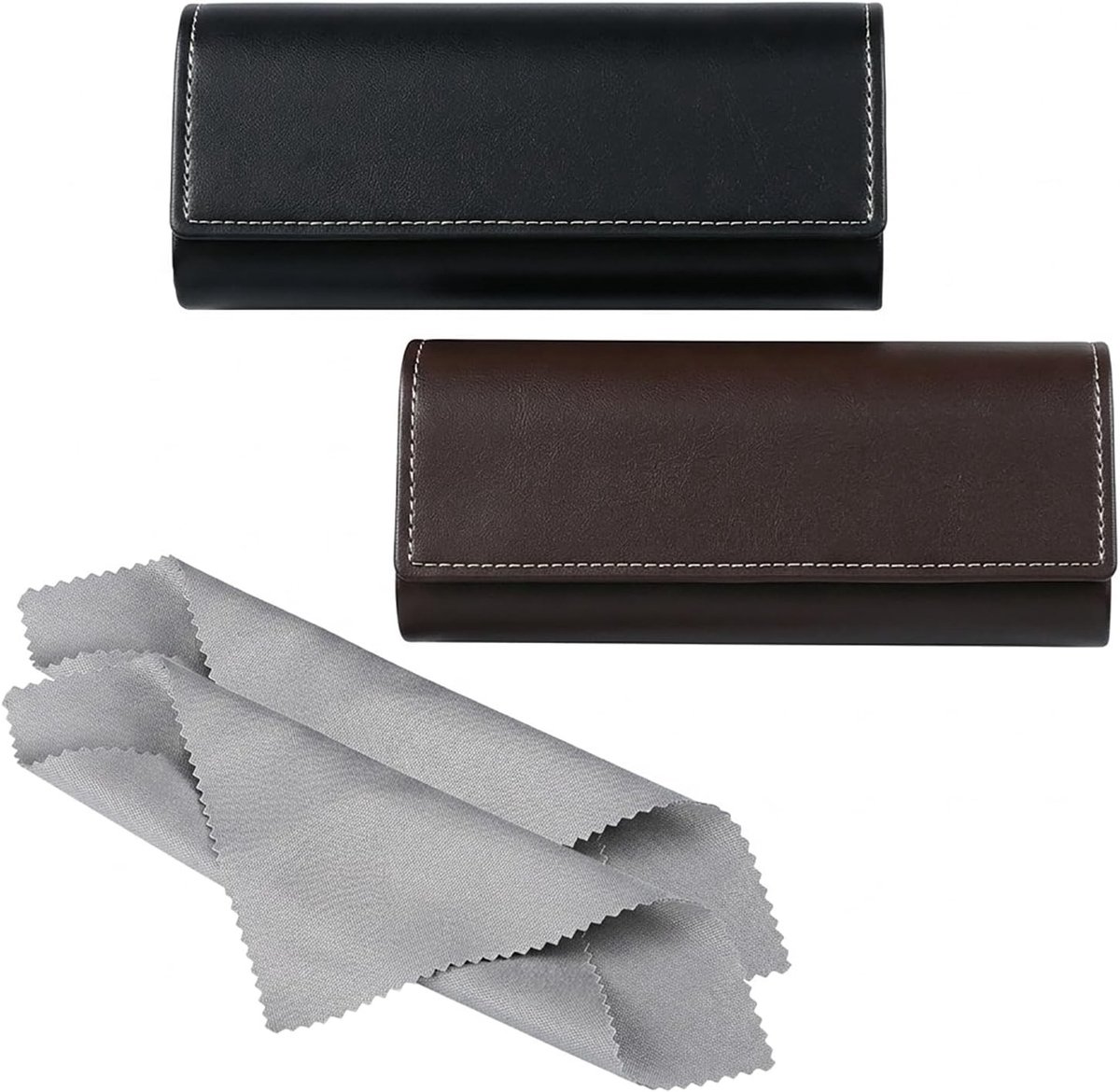 Draagbare hardcase brillenkoker met poetsdoek, perfect voor zonnebrillen, leesbrillen en sportbrillen, ideaal voor dagelijks gebruik en op reis, 2 stuks