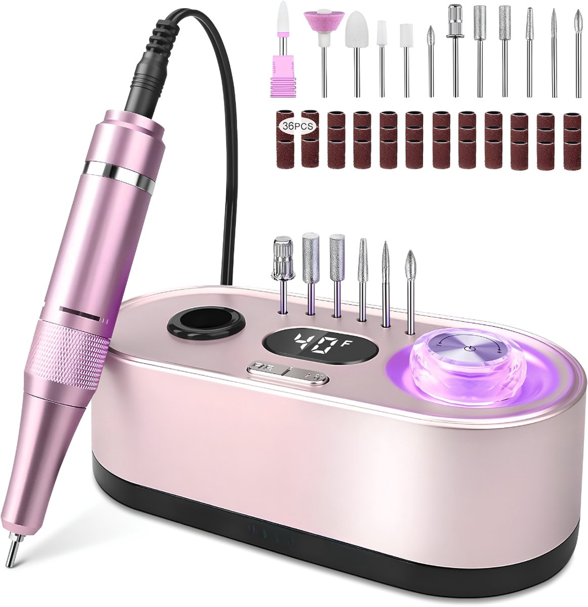 Lìon® Elektrische Pedicureset - Draagbaar en Oplaadbaar - Professionele Nagelvijl - Paars - 8cm x 6cm x 17cm