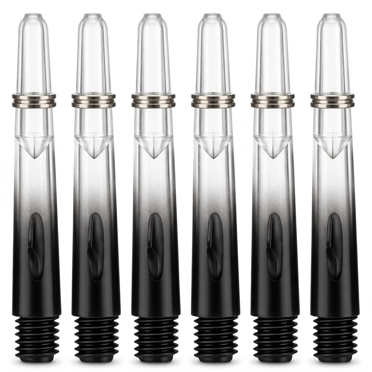 Zwart grijs transparant kunststof dart shafts 40mm dart shafts set voor heren en dames 2BA schroefdraad standaard model lichtgewicht darts accessoires set van 6 stuks