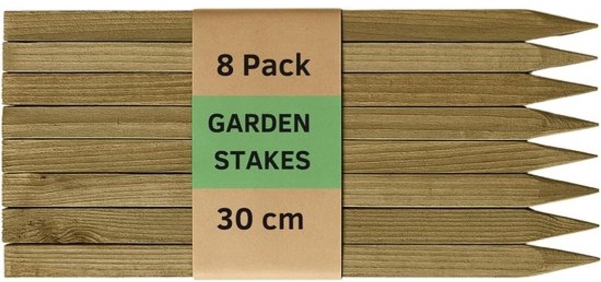 Houten Tuinpalen - Paaltjes Grondpennen - Ondersteuning Planten - Behandeld voor duurzaamheid - 30 cm Lengte - Natuurlijk Hout
