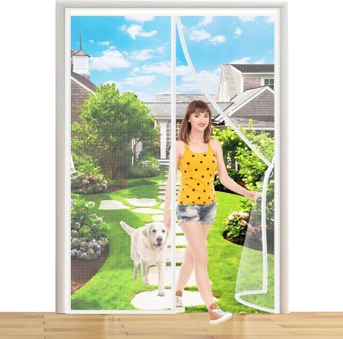 Magnetisch vliegengaas voor deur 80x230 cm - vlieggordijn met klittenband voor veranda en woonkamer - wit